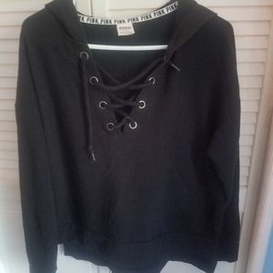 Victoria's Secret Pink lace up front hoodie